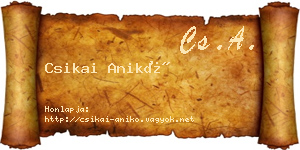 Csikai Anikó névjegykártya